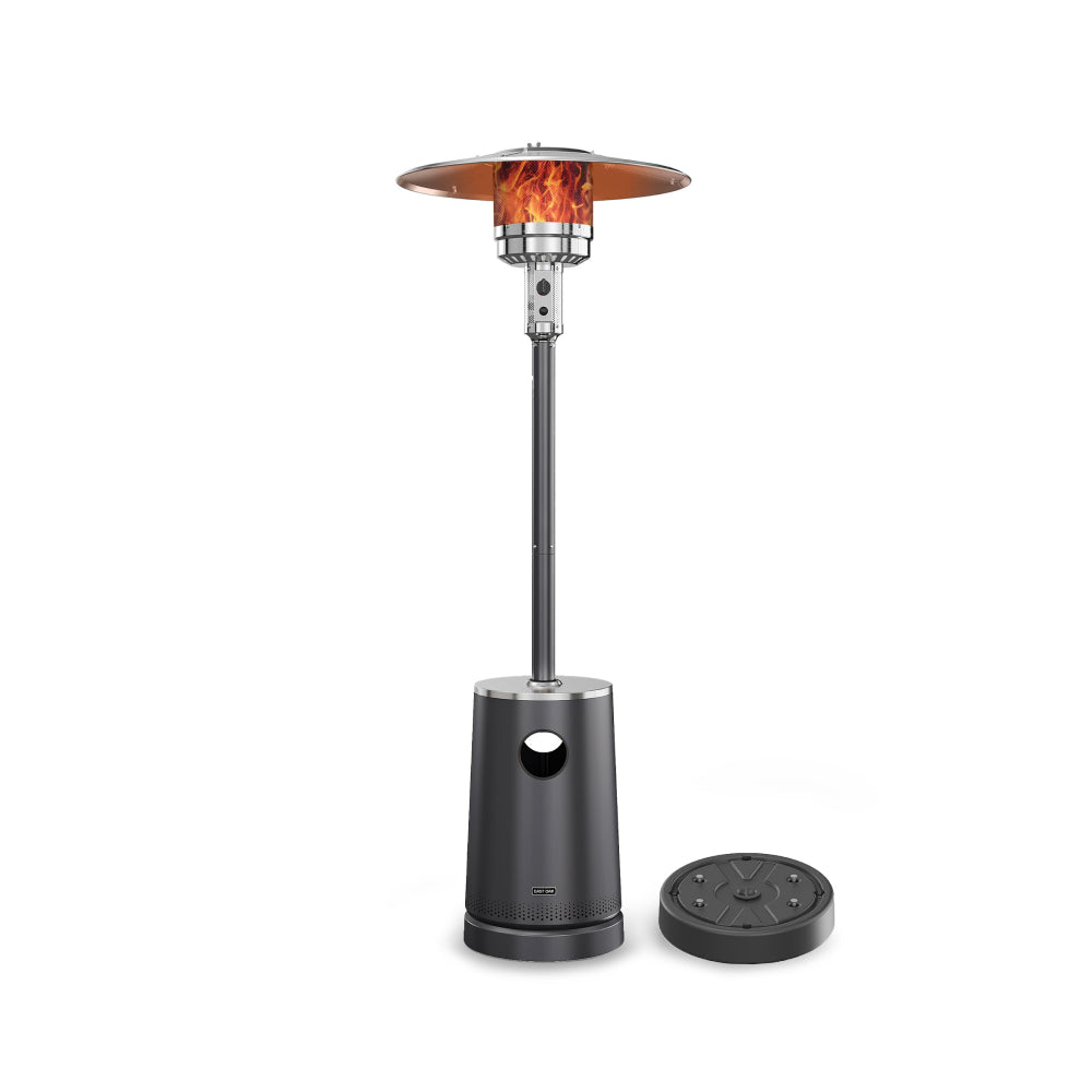 TORCH 50,000 BTU Outdoor Propane Patio Heater Mushroom Style Heater For Outdoor Living and Patio Heating East Oak Patio Heater Black Color White Background