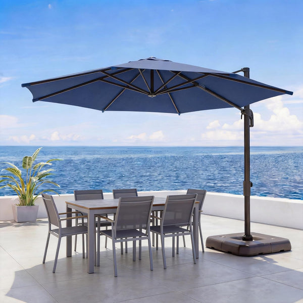 EO Living 10 Feet Patio Umbrella Outdoor Cantilever Round Umbrella Heavy Duty Aluminum Offset Umbrella with 360-degree Rotation for Garden Deck Pool