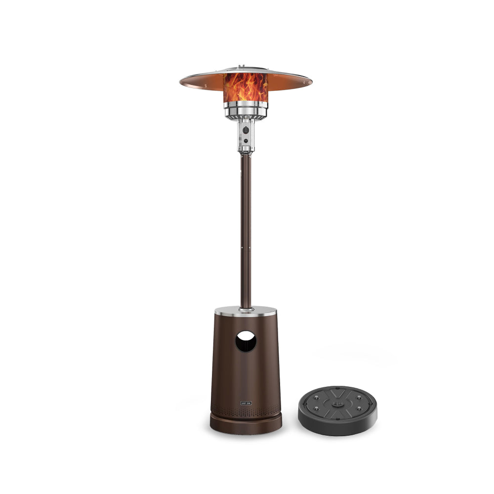 TORCH 50,000 BTU Outdoor Propane Patio Heater Mushroom Style Heater For Outdoor Living and Patio Heating East Oak Patio Heater Bronze Color White Background