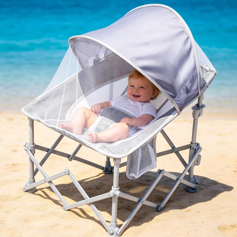 summer infant beach chair Foldable Baby Beach Chair with Canopy and Mosquito Net – East Oak