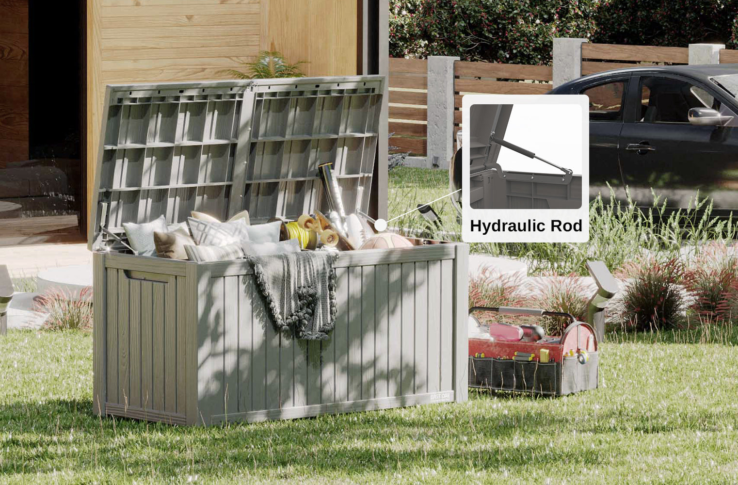 180 Gallon Waterproof Deck Box East Oak