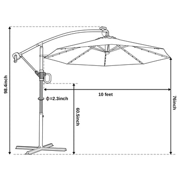 10 inch patio umbrella 10 ft Offset LED Patio Umbrella – East Oak