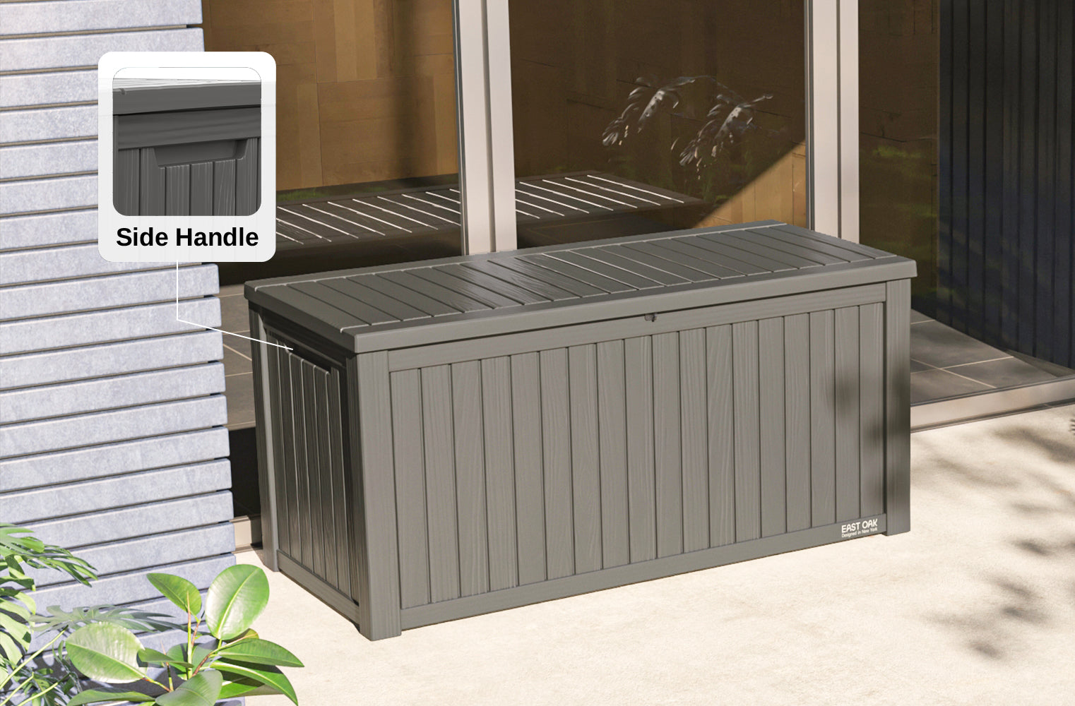 180 Gallon Waterproof Deck Box East Oak