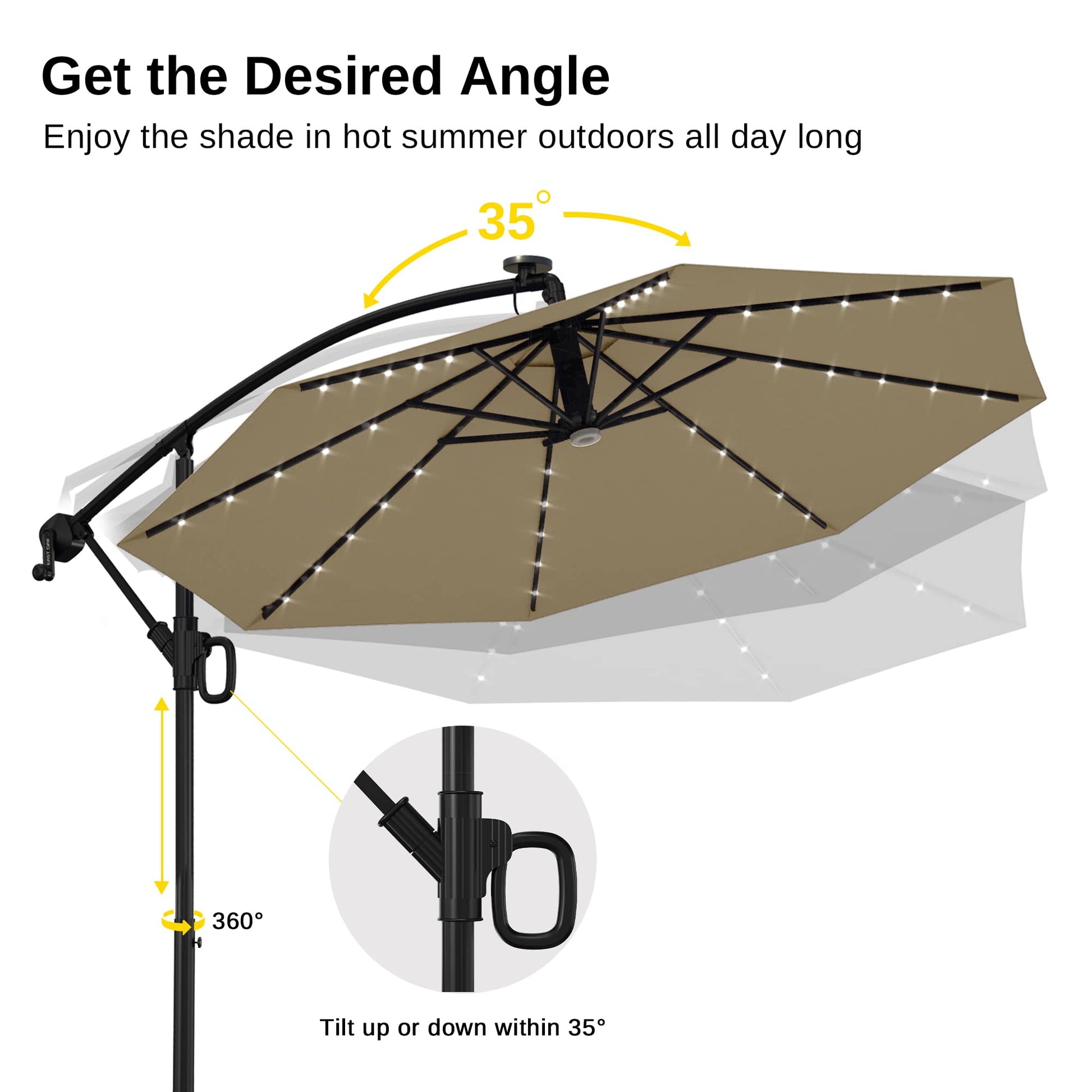 10 ft Offset LED Patio Umbrella