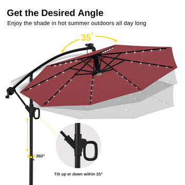 10 ft Offset LED Patio Umbrella – East Oak