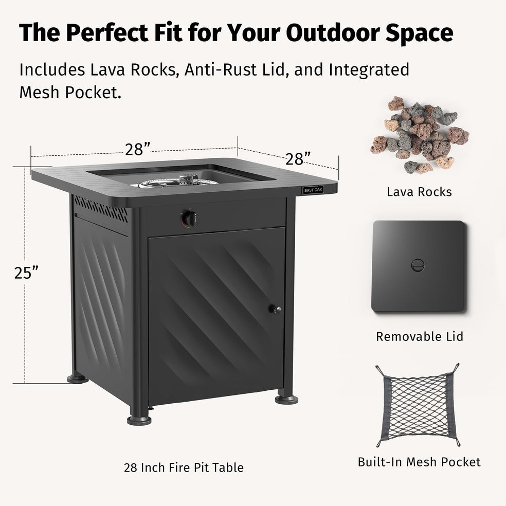 BRAZI 28 Inch Metal Fire Pit Table (52,000 BTU)