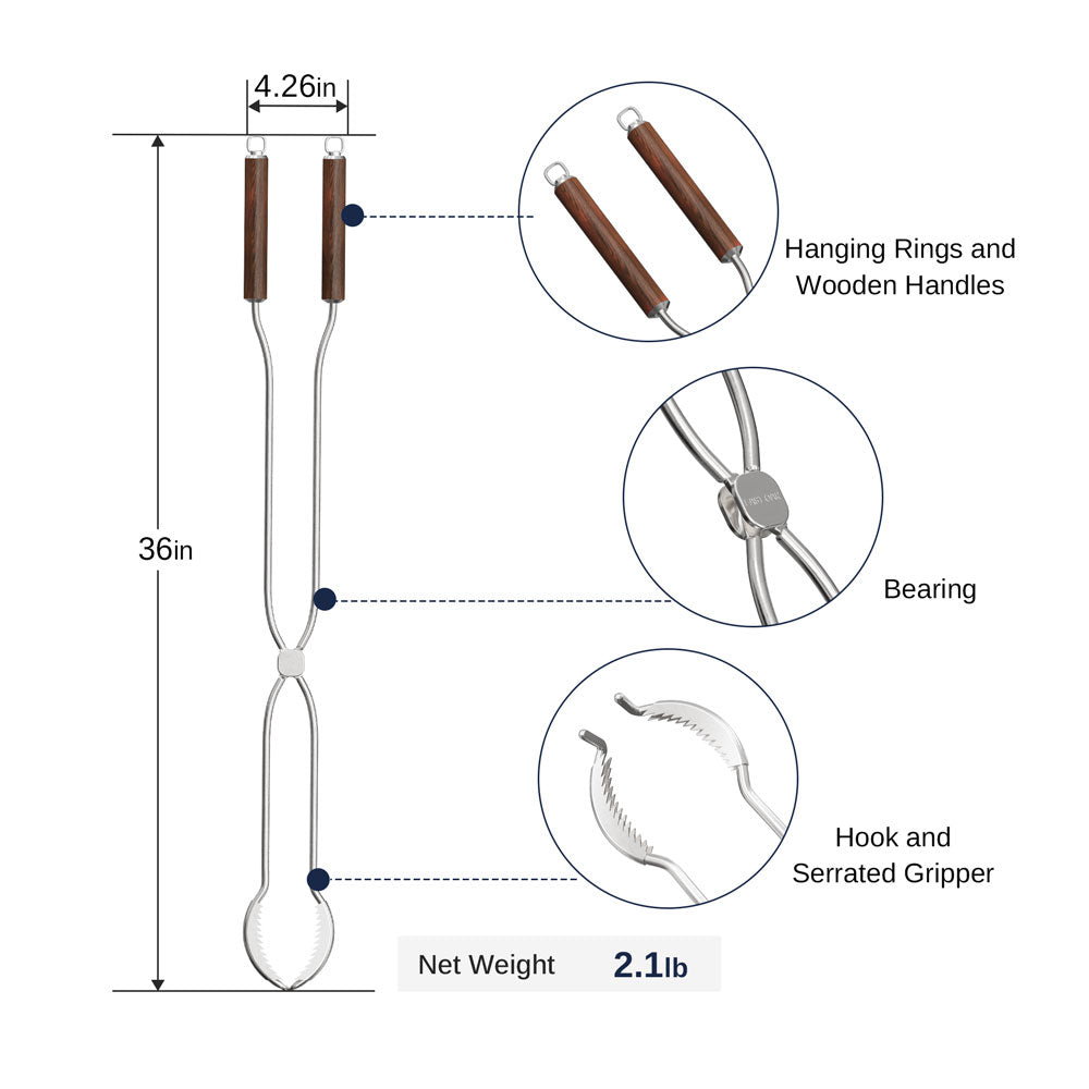 Smokeless Fire Pit Tongs & Hook East Oak