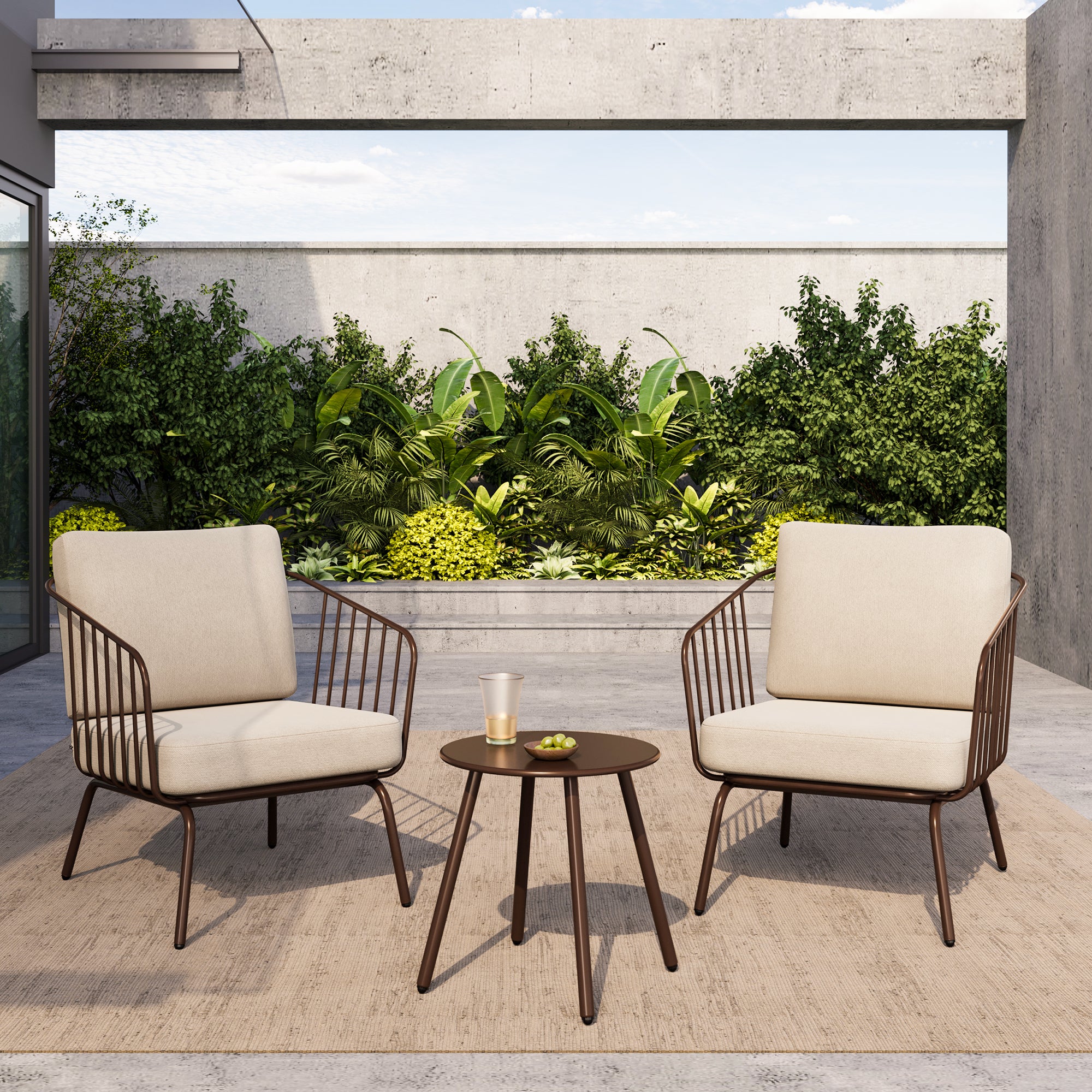 Plaza 3 Piece Outdoor Patio Bistro Set East Oak