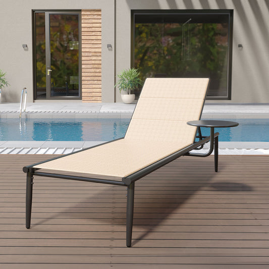 Outdoor Chaise Lounge Chair with Textilene