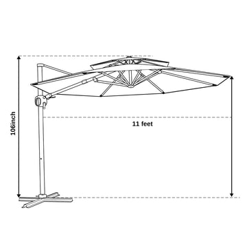 11 Ft Double Roof Round Offset Cantilever Patio Umbrella – East Oak