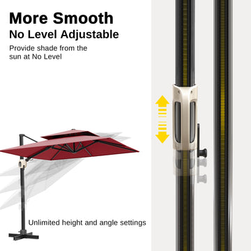 east end patio offset umbrella 11 ft Double Roof Round Offset Cantilever Patio Umbrella, Red