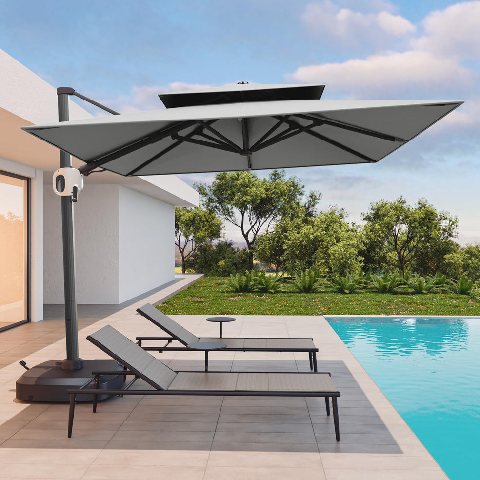 10 Ft Double Roof Round Offset Cantilever Patio Umbrella