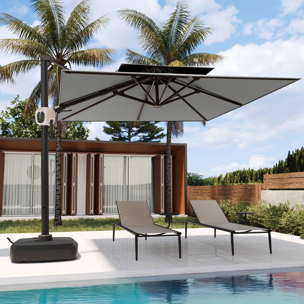 10 Ft Double Roof Round Offset Cantilever Patio Umbrella