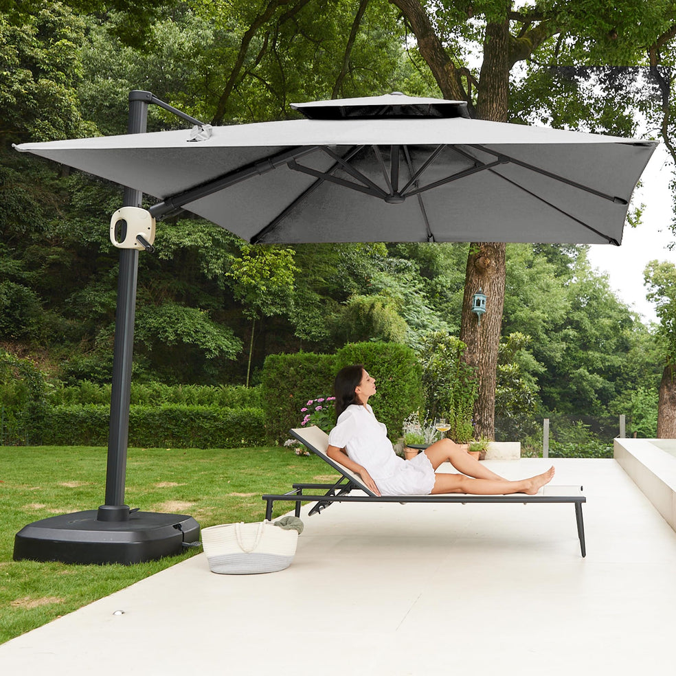 10 Ft Double Roof Round Offset Cantilever Patio Umbrella