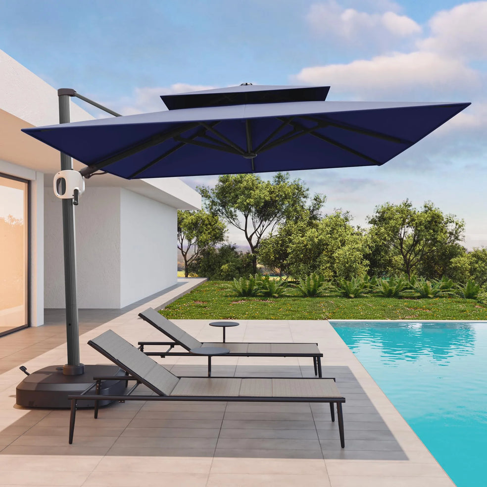 10 ft Double Roof Square Offset Cantilever Umbrella