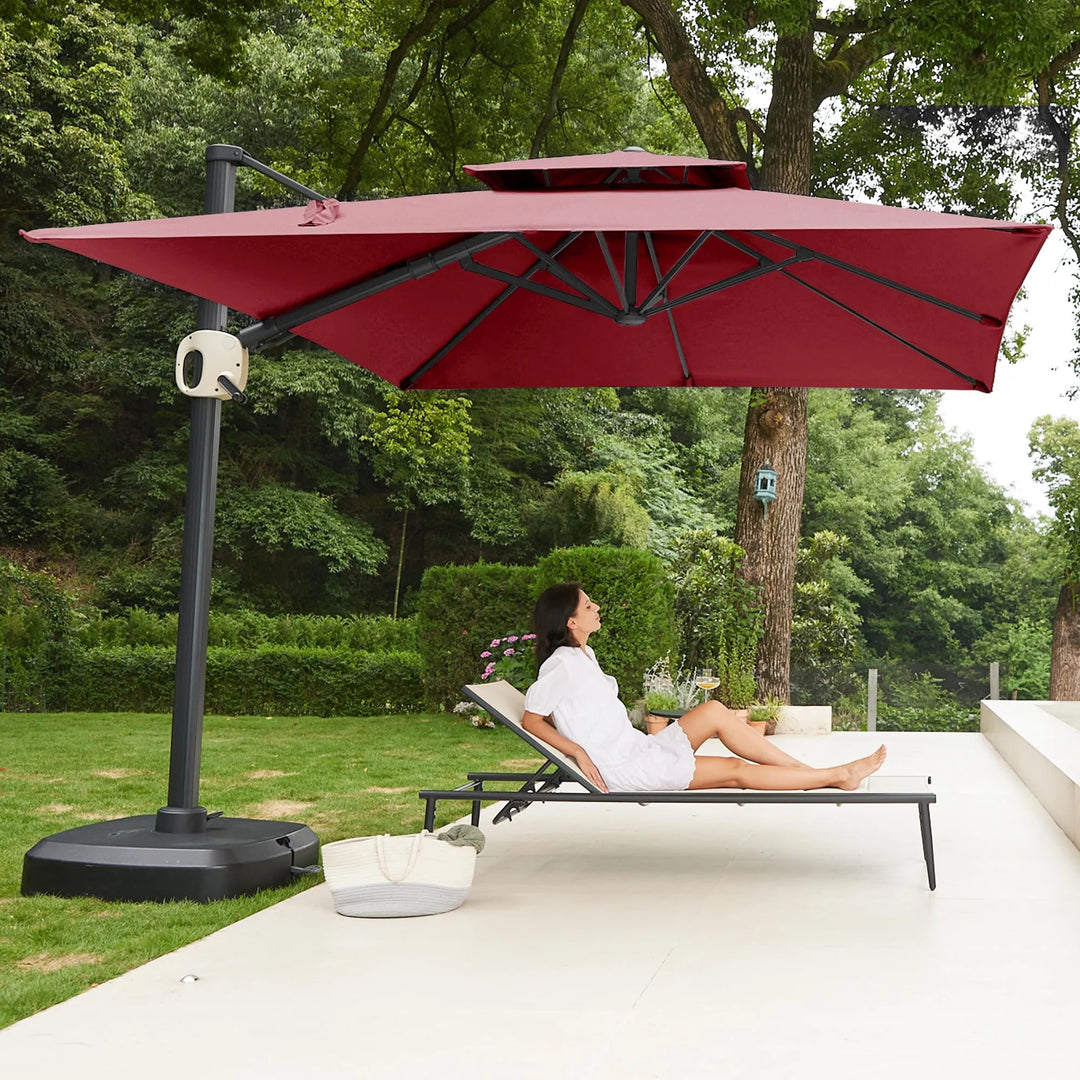 10 ft Double Roof Square Offset Cantilever Umbrella 10 ft Double Roof Square Offset Cantilever Umbrella