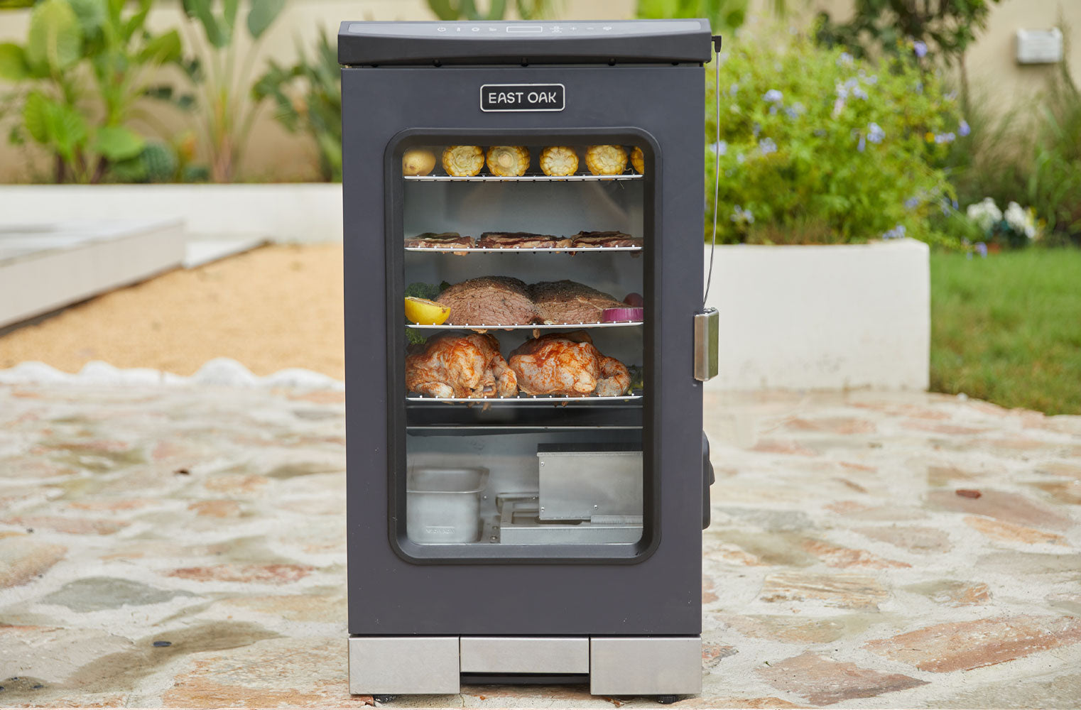 30 Inch Electric Smoker with Glass Door East Oak