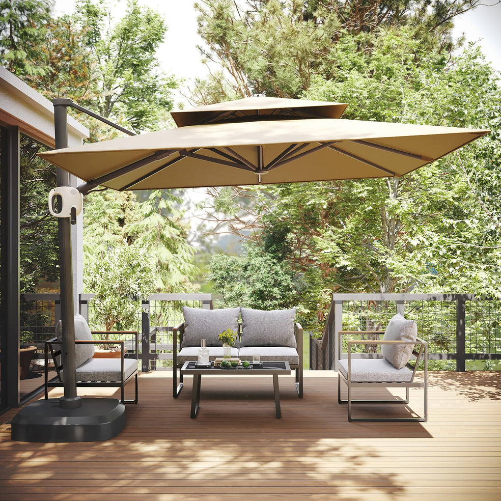 10 Ft Double Roof Round Offset Cantilever Patio Umbrella