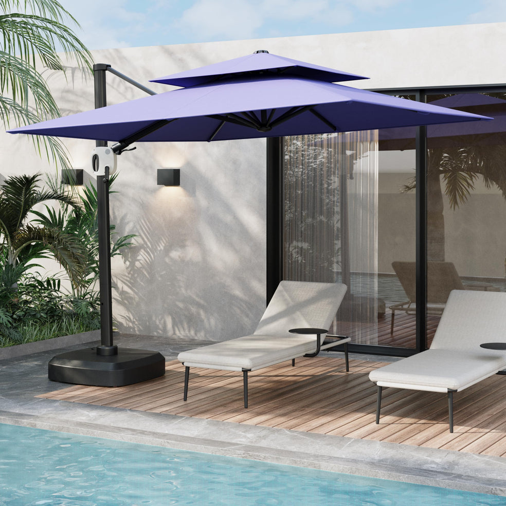 10 Ft Double Roof Round Offset Cantilever Patio Umbrella