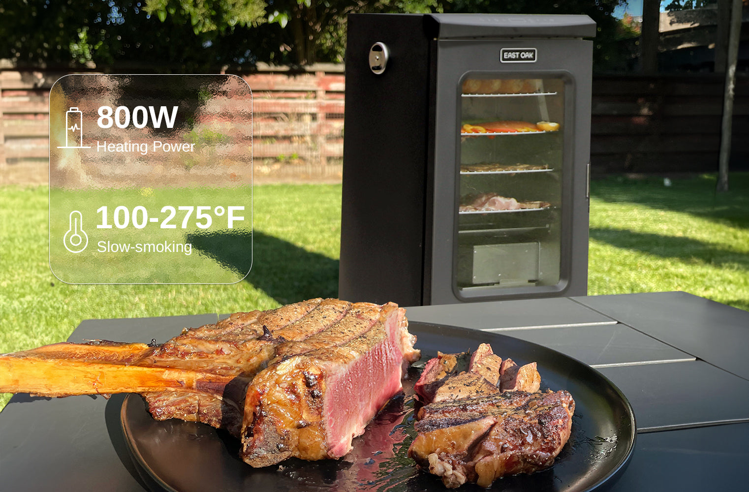 30 Inch Electric Smoker with Glass Door East Oak