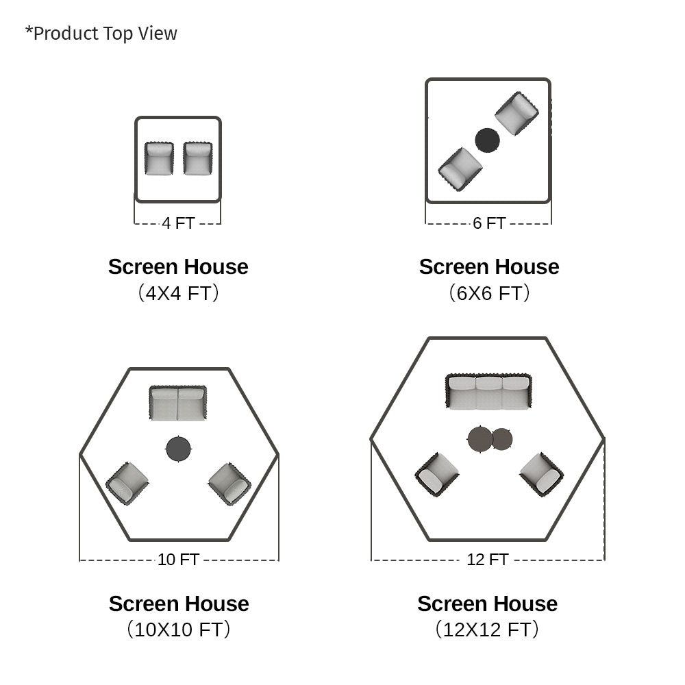 East Oak Pop-Up Screen House Size Comparison