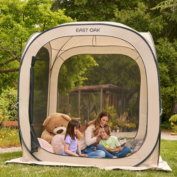 East Oak Screen House Tent Pop-Up, Portable Screen Room Canopy Instant Screen Tent 6 x 6 ft with Carry Bag for Patio, Backyard, Deck & Outdoor